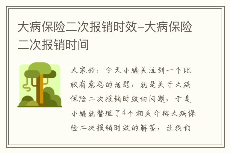 大病保险二次报销时效-大病保险二次报销时间