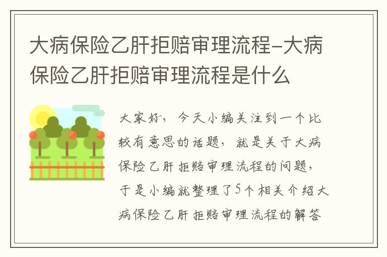 大病保险乙肝拒赔审理流程-大病保险乙肝拒赔审理流程是什么