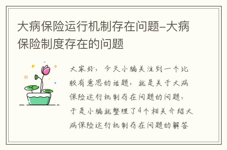 大病保险运行机制存在问题-大病保险制度存在的问题