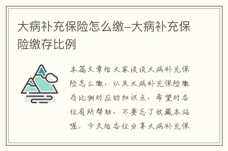 大病补充保险怎么缴-大病补充保险缴存比例