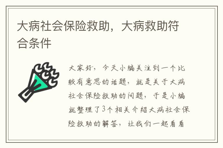 大病社会保险救助，大病救助符合条件