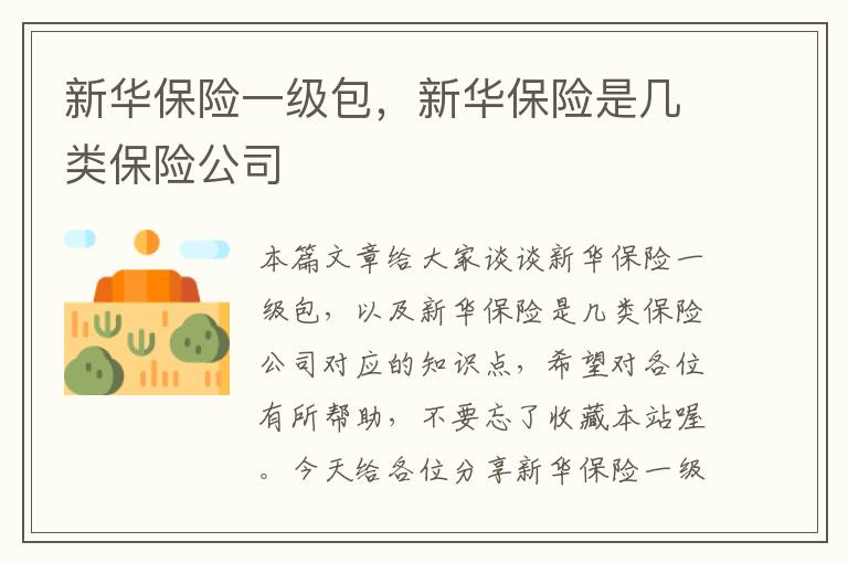 新华保险一级包，新华保险是几类保险公司