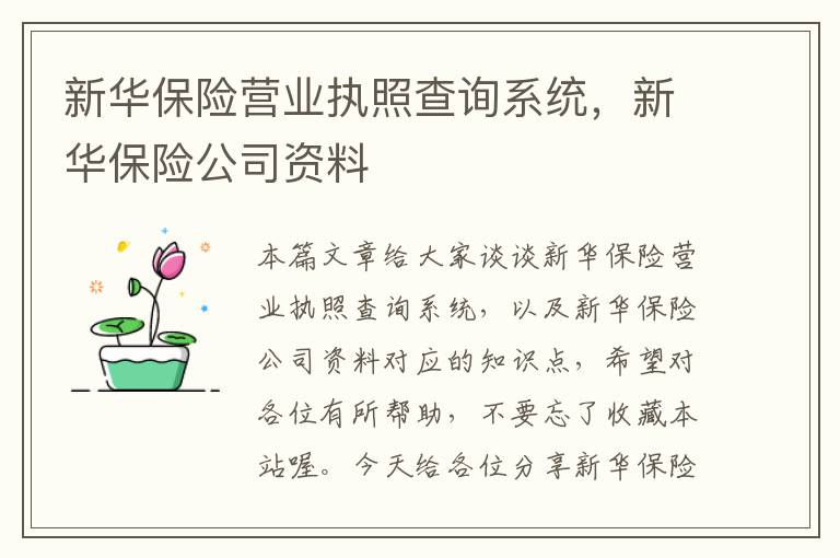 新华保险营业执照查询系统，新华保险公司资料