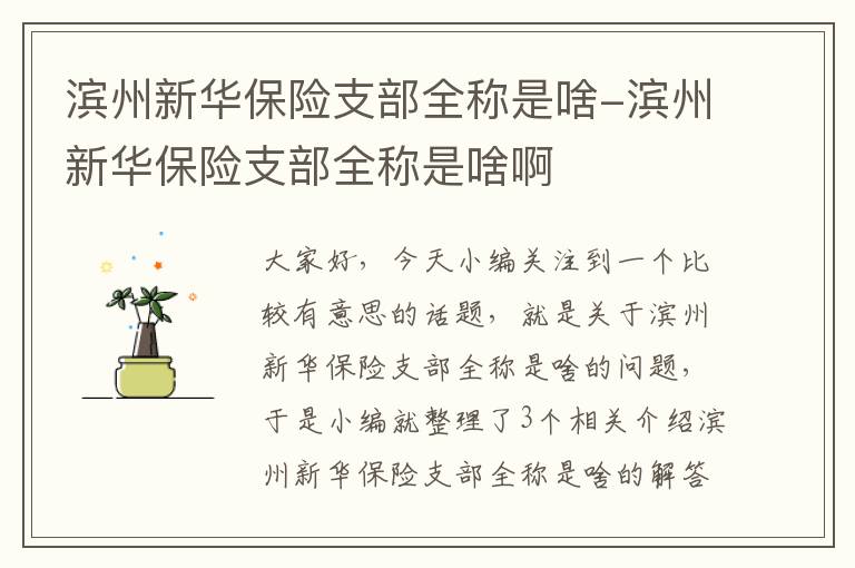 滨州新华保险支部全称是啥-滨州新华保险支部全称是啥啊