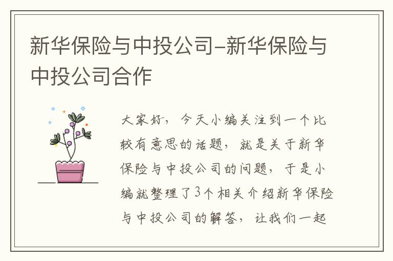 新华保险与中投公司-新华保险与中投公司合作