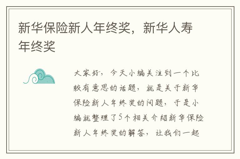 新华保险新人年终奖，新华人寿年终奖