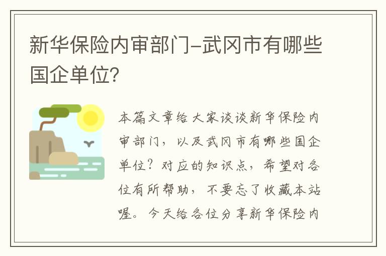 新华保险内审部门-武冈市有哪些国企单位？