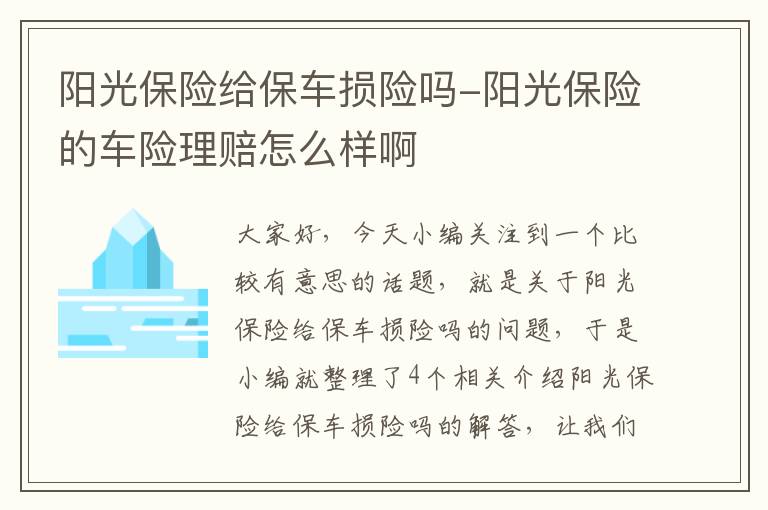 阳光保险给保车损险吗-阳光保险的车险理赔怎么样啊