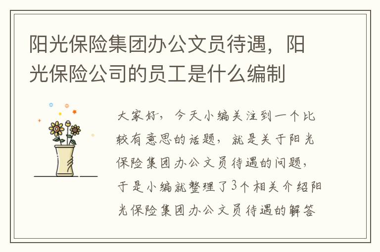 阳光保险集团办公文员待遇，阳光保险公司的员工是什么编制