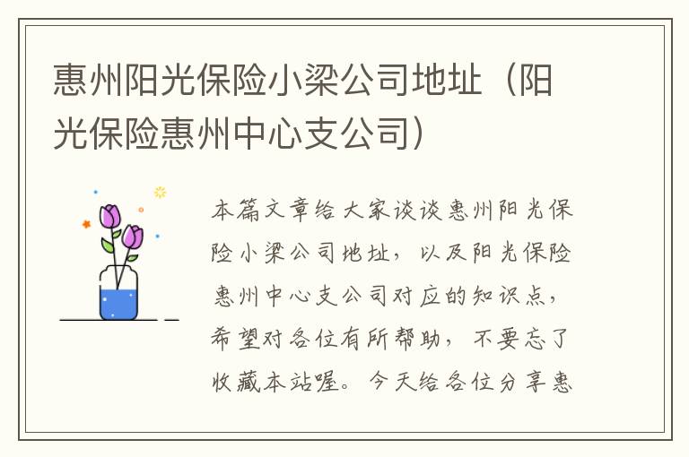 惠州阳光保险小梁公司地址（阳光保险惠州中心支公司）