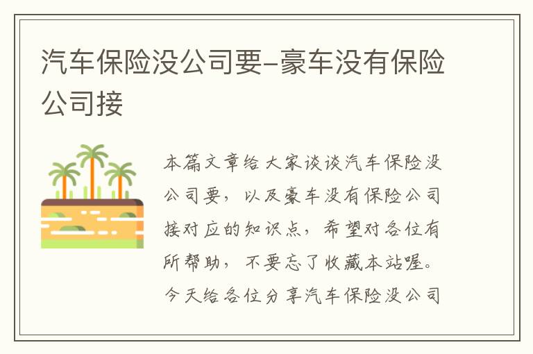 汽车保险没公司要-豪车没有保险公司接