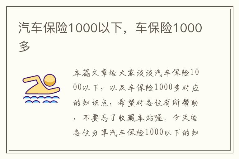 汽车保险1000以下，车保险1000多