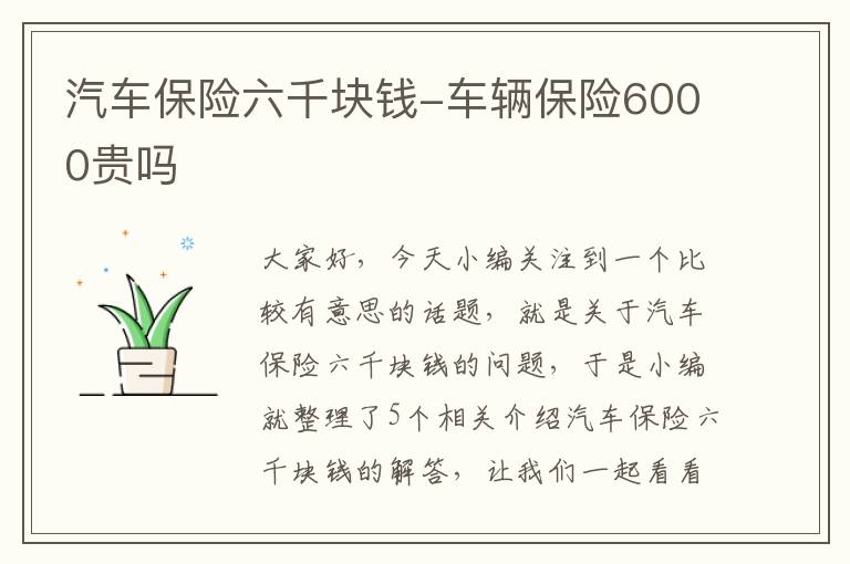 汽车保险六千块钱-车辆保险6000贵吗