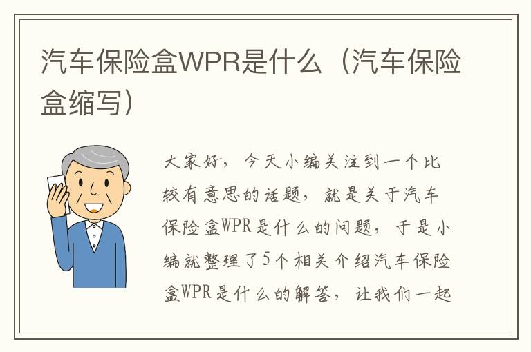 汽车保险盒WPR是什么（汽车保险盒缩写）