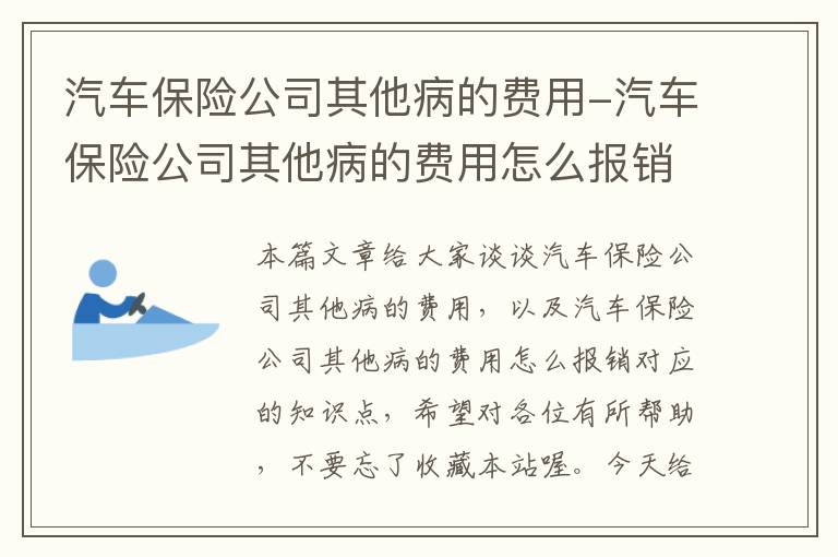 汽车保险公司其他病的费用-汽车保险公司其他病的费用怎么报销