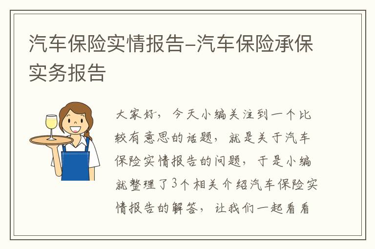 汽车保险实情报告-汽车保险承保实务报告