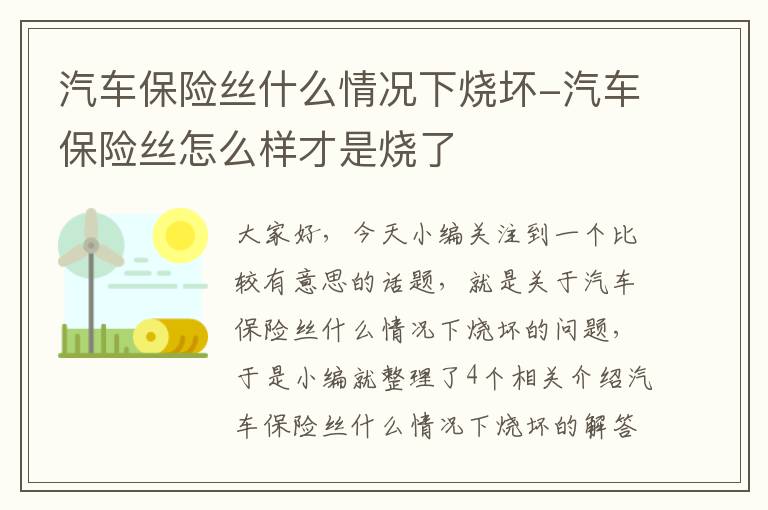 汽车保险丝什么情况下烧坏-汽车保险丝怎么样才是烧了