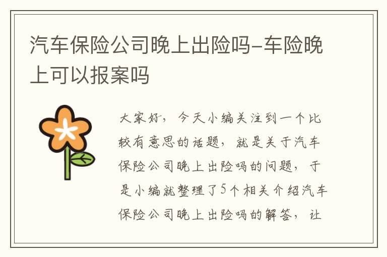 汽车保险公司晚上出险吗-车险晚上可以报案吗