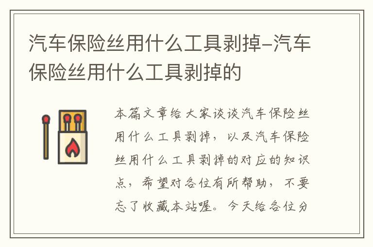 汽车保险丝用什么工具剥掉-汽车保险丝用什么工具剥掉的