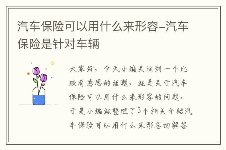 汽车保险可以用什么来形容-汽车保险是针对车辆