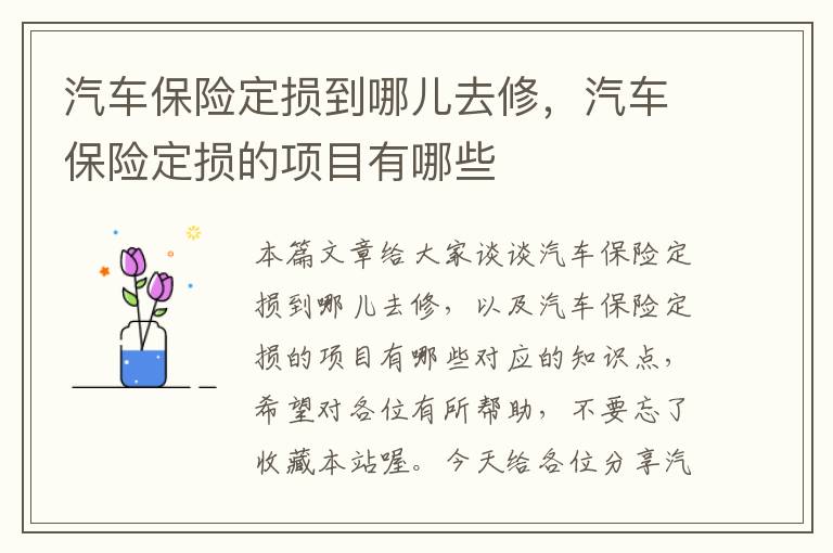 汽车保险定损到哪儿去修，汽车保险定损的项目有哪些