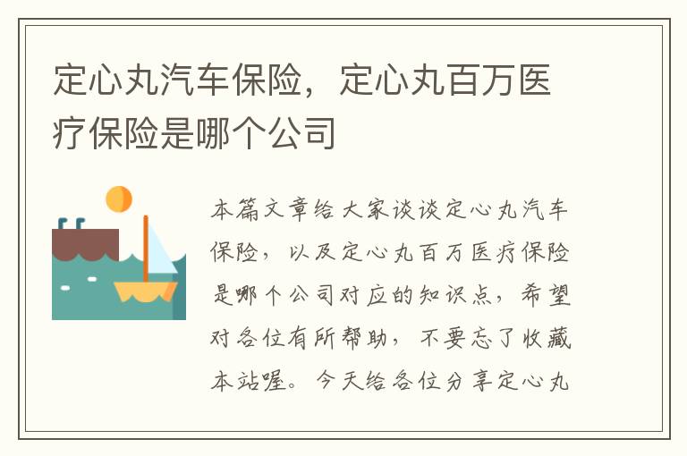 定心丸汽车保险，定心丸百万医疗保险是哪个公司