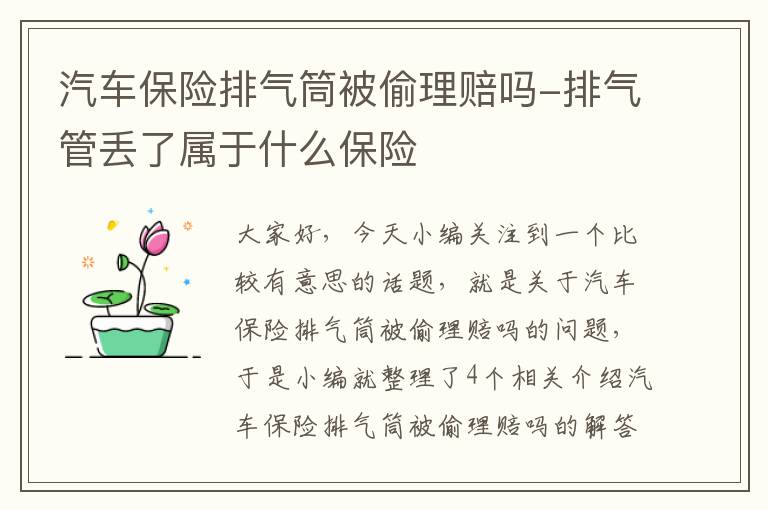 汽车保险排气筒被偷理赔吗-排气管丢了属于什么保险