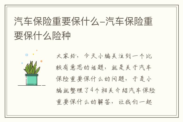 汽车保险重要保什么-汽车保险重要保什么险种