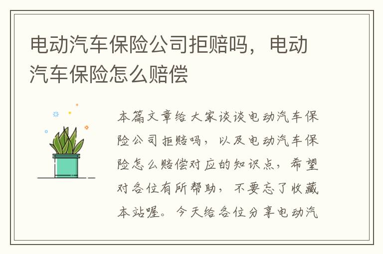 电动汽车保险公司拒赔吗，电动汽车保险怎么赔偿