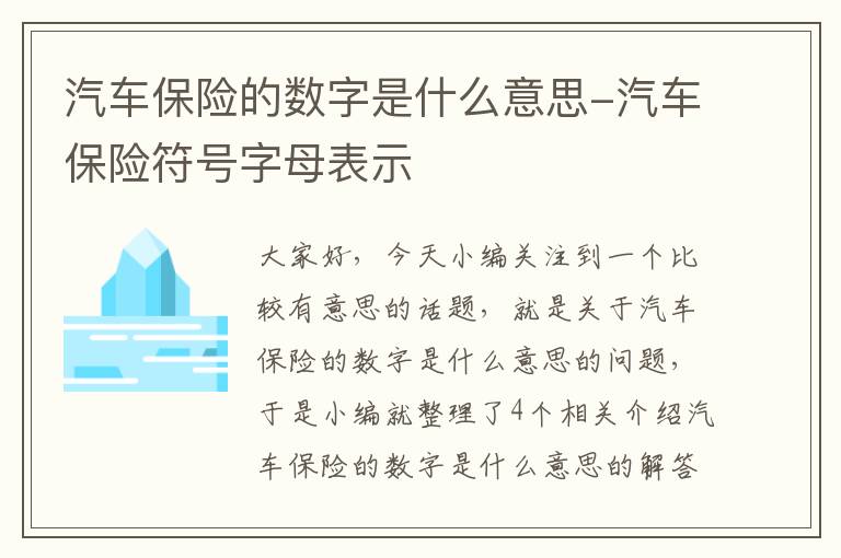 汽车保险的数字是什么意思-汽车保险符号字母表示