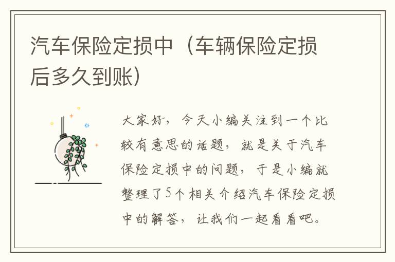 汽车保险定损中（车辆保险定损后多久到账）