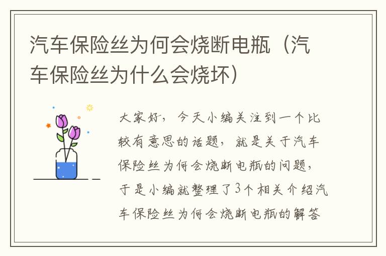 汽车保险丝为何会烧断电瓶（汽车保险丝为什么会烧坏）