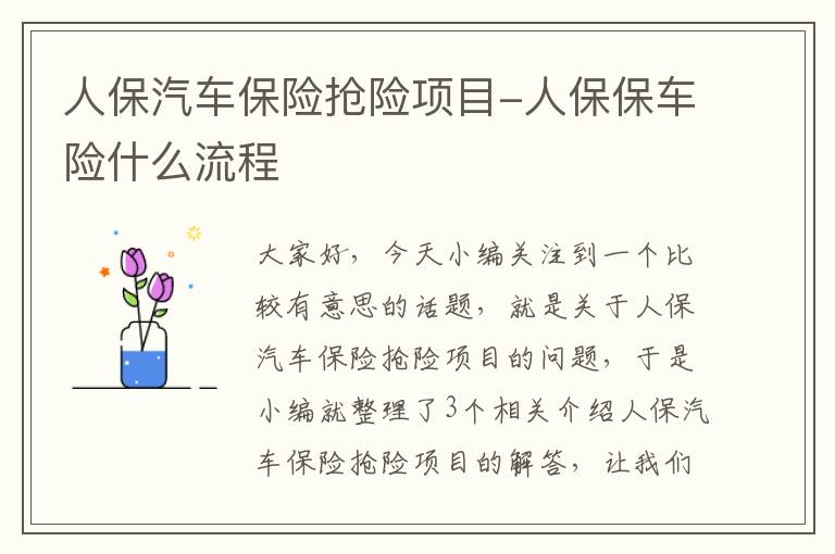 人保汽车保险抢险项目-人保保车险什么流程