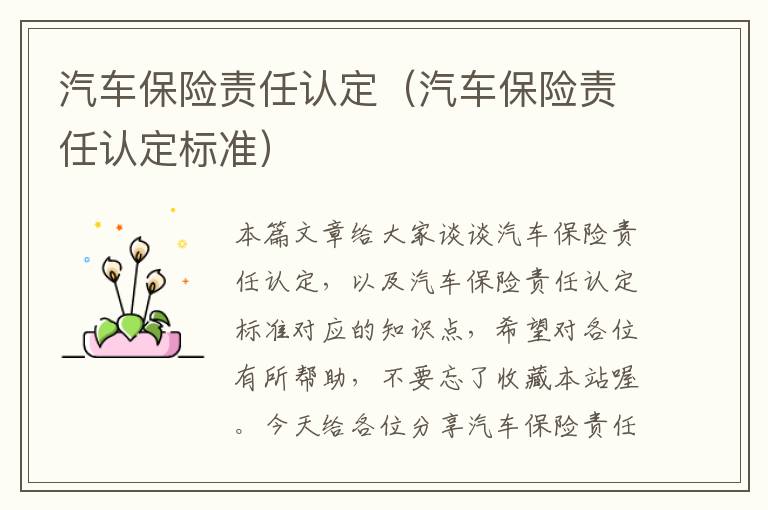 汽车保险责任认定（汽车保险责任认定标准）