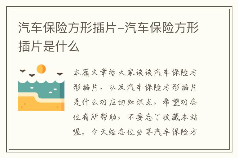 汽车保险方形插片-汽车保险方形插片是什么