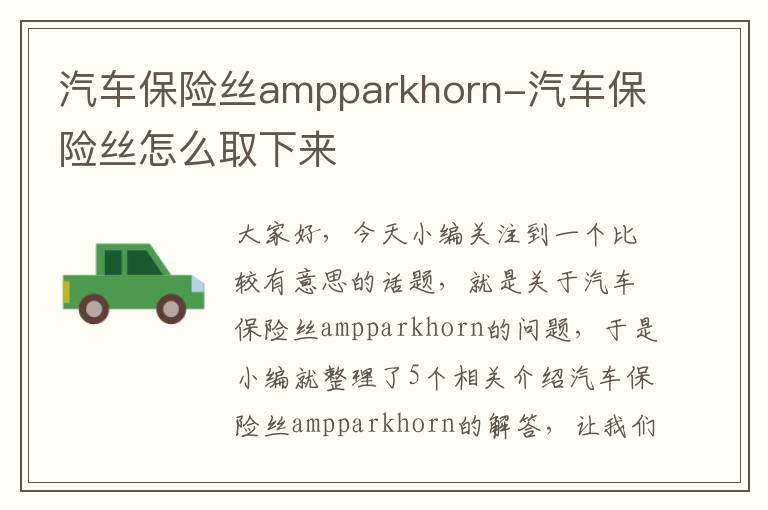 汽车保险丝ampparkhorn-汽车保险丝怎么取下来