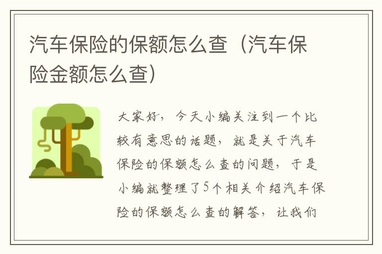 汽车保险的保额怎么查（汽车保险金额怎么查）