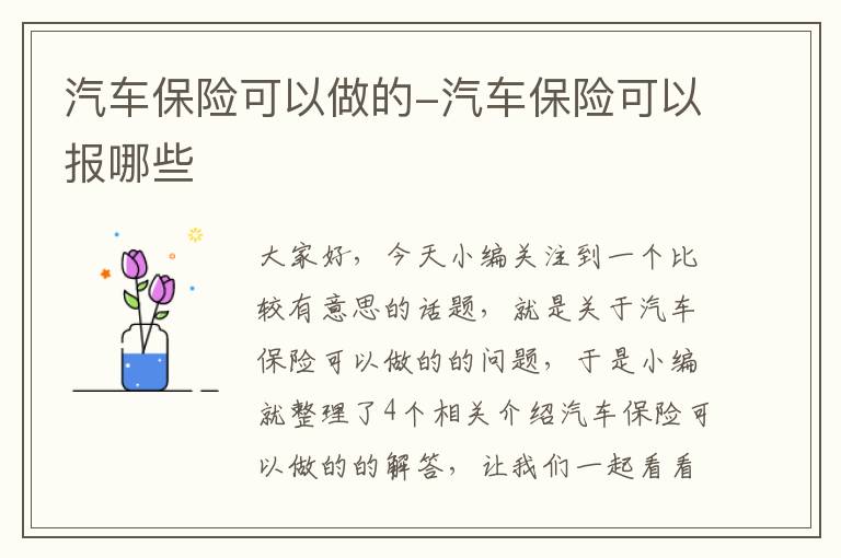 汽车保险可以做的-汽车保险可以报哪些