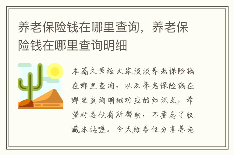 养老保险钱在哪里查询，养老保险钱在哪里查询明细