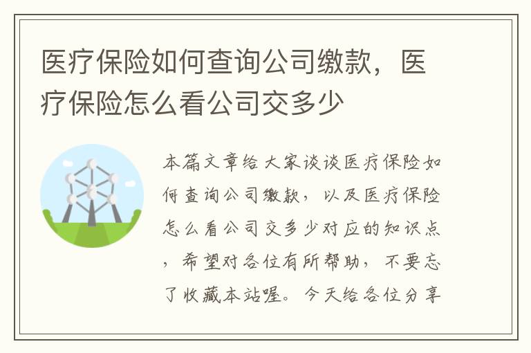 医疗保险如何查询公司缴款，医疗保险怎么看公司交多少