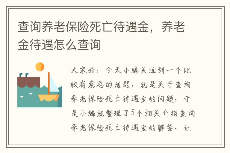 查询养老保险死亡待遇金，养老金待遇怎么查询