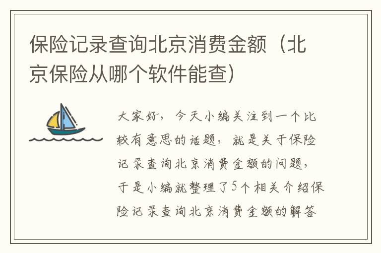 保险记录查询北京消费金额（北京保险从哪个软件能查）