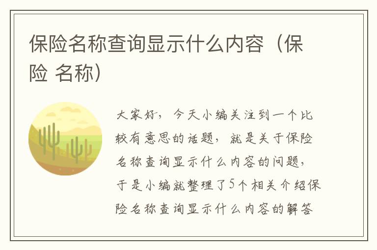 保险名称查询显示什么内容（保险 名称）