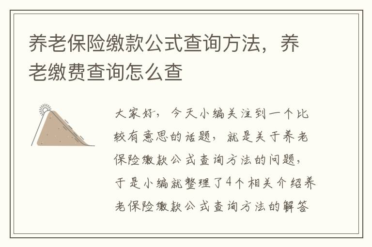 养老保险缴款公式查询方法，养老缴费查询怎么查