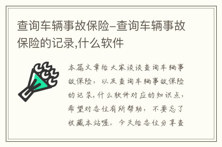 查询车辆事故保险-查询车辆事故保险的记录,什么软件