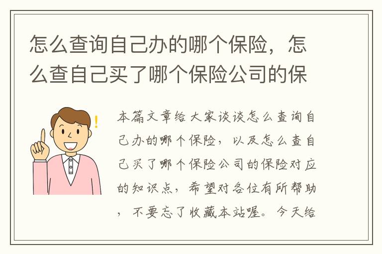 怎么查询自己办的哪个保险，怎么查自己买了哪个保险公司的保险