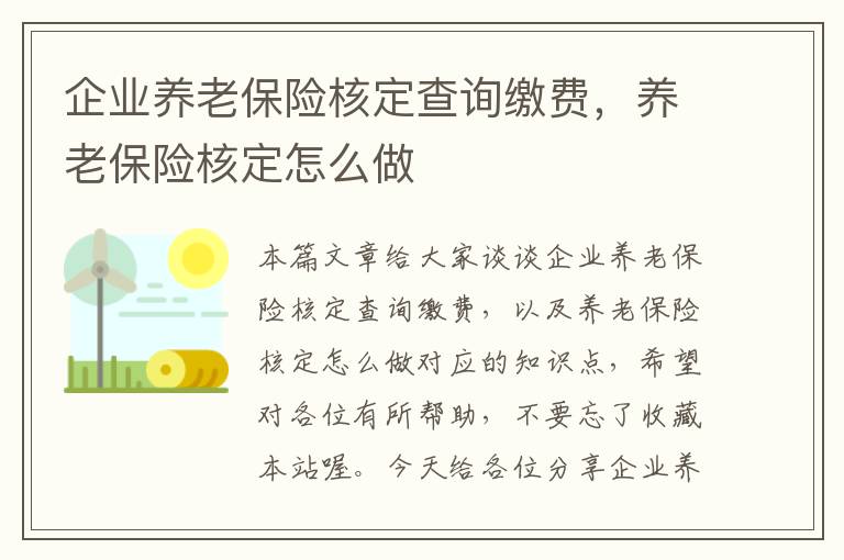 企业养老保险核定查询缴费，养老保险核定怎么做