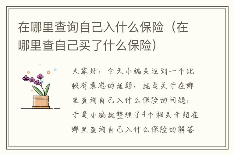 在哪里查询自己入什么保险（在哪里查自己买了什么保险）