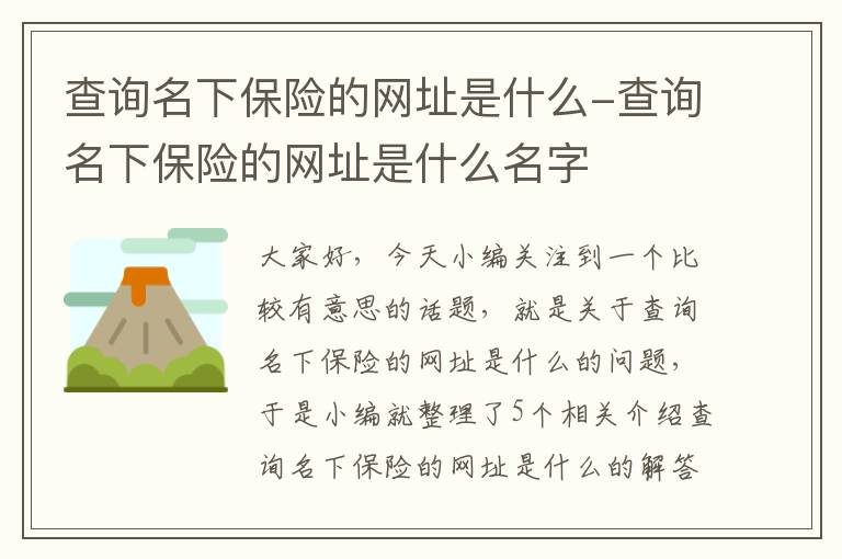 查询名下保险的网址是什么-查询名下保险的网址是什么名字