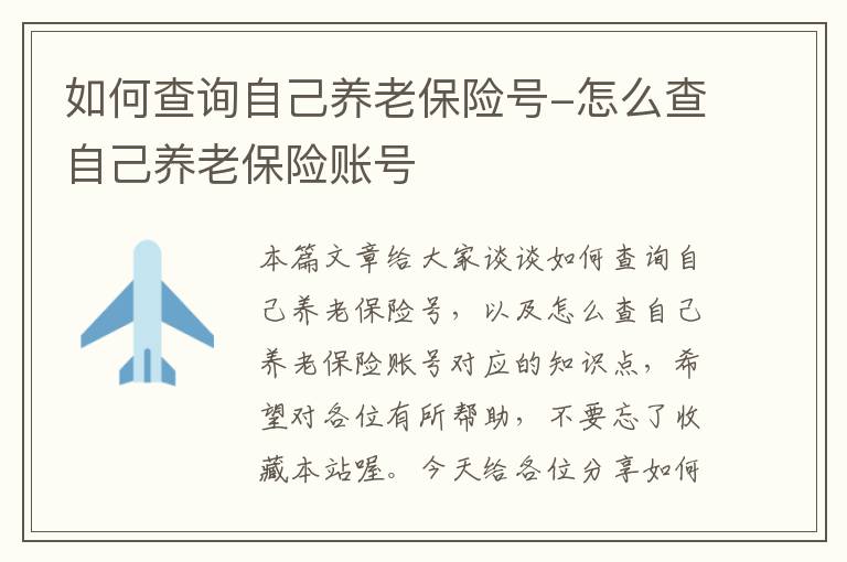 如何查询自己养老保险号-怎么查自己养老保险账号